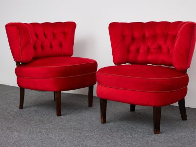 Század közepén Vintage, Red Velvet Cocktail – Otto Schulz klubszékei, 1950-es évek, Jio Möbler, Svédország