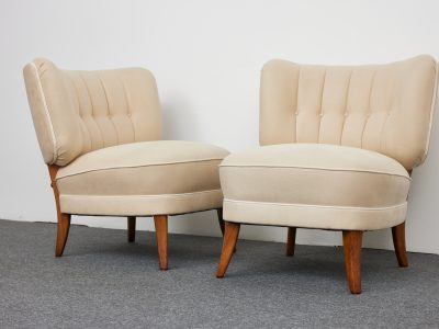 Mid Century Vintage, bézs szövet koktél – Otto Schulz klubszékei Jio Möbler számára, kettős készlet, 1960-as évek, Svédország