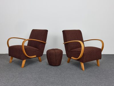 Jindrich Halabala, Art Deco fotelek és tulipán lábtartó, UP ZÁVODY 1940-es évek (Szövet:FENDI)