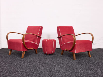 Jindřich Halabala, Art Deco H-530 karosszékek és H-230 tabouret, 1940-es évek, Up Závody- Csehszlovákia